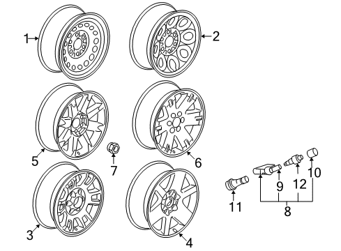 2008 GMC Sierra 1500 Wheels Wheel, Steel Diagram for 9595249