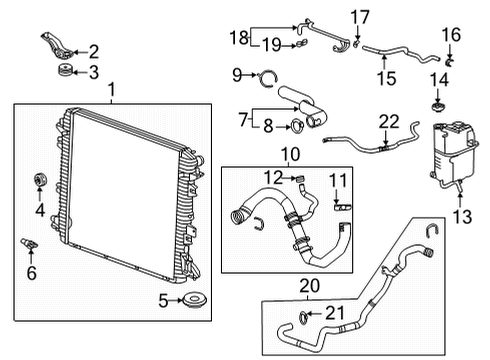 2022 GMC Sierra 2500 HD Radiator & Components Inlet Hose Diagram for 84645087