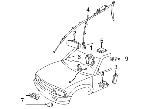 2007 Buick Rainier Air Bag Components Rollover Sensor Diagram for 15909892