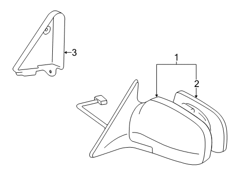 1999 Toyota RAV4 Outside Mirrors Mirror Assembly Diagram for 87940-42470-A0