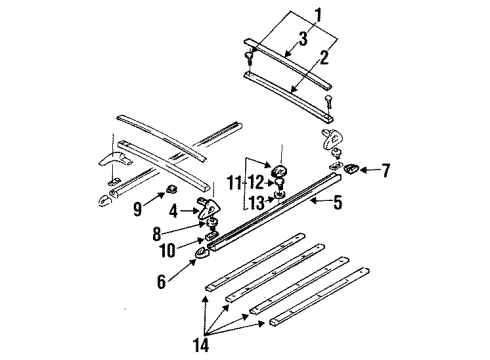 1994 Mercury Villager Luggage Carrier Tie Down Retainer Diagram for F3XY-1250316-A