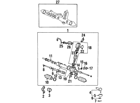 1999 Hyundai Tiburon Steering Column & Wheel, Steering Gear & Linkage Bush Assembly-Rack Diagram for 57726-29000