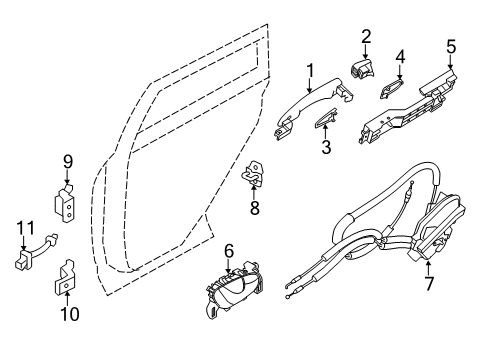 2018 Nissan Rogue Sport Rear Door Rear Door Lock & Remote Controller, Left Diagram for 82501-6MA0A