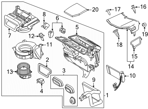 2020 Ford Transit-150 Auxiliary Heater & A/C Evaporator Core Diagram for BK3Z-19860-C