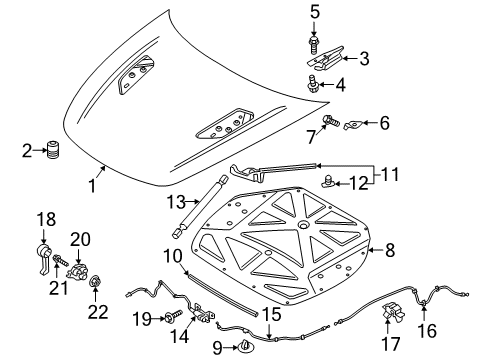 2019 Kia Stinger Hood & Components Cable Assembly-Hood Latch Diagram for 81190J5000