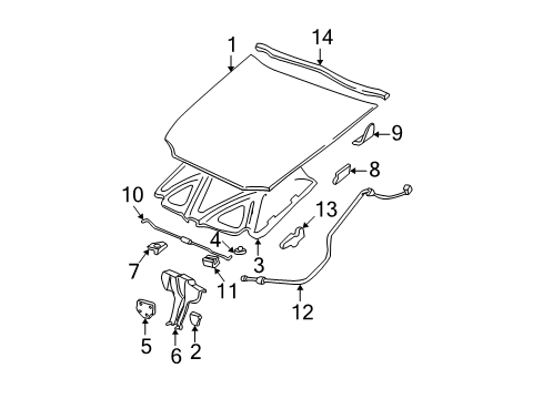 1998 Chevrolet Malibu Hood & Components Lower Hinge Diagram for 22602680