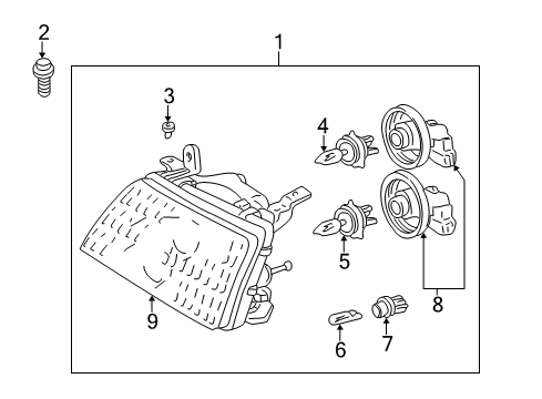 1999 Toyota Land Cruiser Headlamps Headlamp Body Diagram for 81019-60072