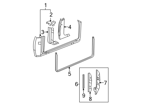 2012 Cadillac Escalade EXT Rear Body & Floor Weatherstrip Diagram for 93439879