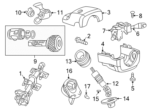 2005 Dodge Neon Steering Column & Wheel, Steering Gear & Linkage Cylinder-Ignition Lock Diagram for 5139207AA