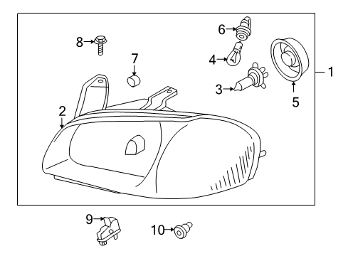 2001 Nissan Maxima Bulbs Driver Side Headlamp Assembly Diagram for 26060-2Y927