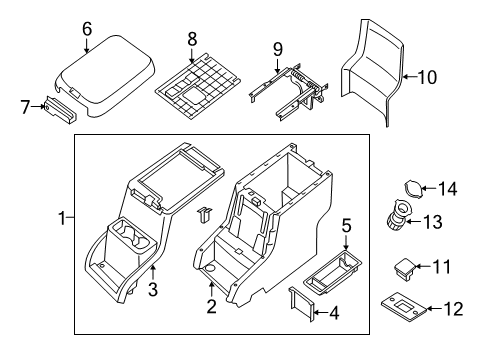 2012 Nissan NV2500 Center Console FINISHER Console Diagram for 96931-1PA0A