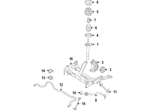 2020 BMW 430i Front Suspension Components, Lower Control Arm, Stabilizer Bar Front Suspension Strut Diagram for 31316873765