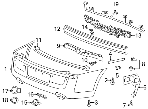 2011 Chrysler 300 Parking Aid Rear Bumper Cover Diagram for 68127950AC