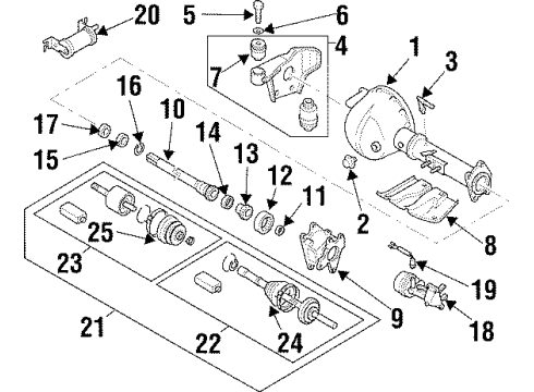 1996 Acura SLX Carrier & Front Axles Joint Assembly, Front Driveshaft (Outboard) Diagram for 8-97117-244-0
