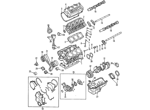 1997 Dodge Avenger Engine Parts, Mounts, Cylinder Head & Valves, Camshaft & Timing, Oil Pan, Oil Pump, Crankshaft & Bearings, Pistons, Rings & Bearings Bracket-Engine Roll DAMPENER Diagram for MB844290