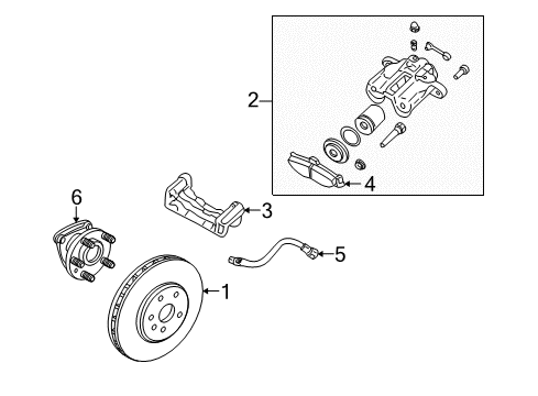 2007 Cadillac SRX Rear Brakes Caliper Kit, Rear Brake Diagram for 89047678