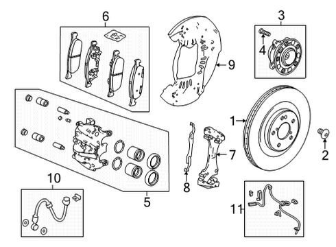 2022 Acura MDX Front Brakes Splash Guard, Front Right Diagram for 45255-TYA-A00