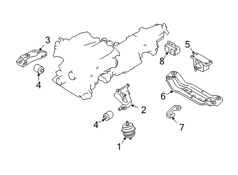 2010 Infiniti G37 Engine & Trans Mounting DAMPER Assembly-Dynamic Diagram for 11375-JU40A