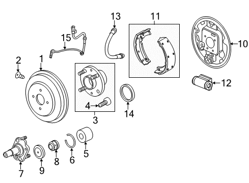 2015 Chevrolet Spark Rear Brakes Drum Diagram for 96470999