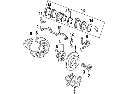 1999 Honda Prelude Anti-Lock Brakes Sensor Assembly, Left Front Diagram for 57455-S30-000