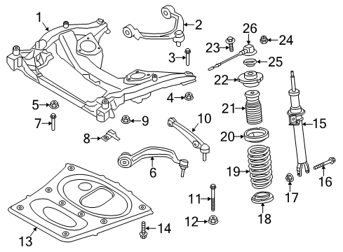 2018 BMW M6 Front Suspension Components, Lower Control Arm, Upper Control Arm, Ride Control, Stabilizer Bar Front Left Spring Strut Diagram for 31312284665