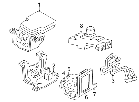 2000 Dodge Durango ABS Components Anti-Lock Brake System Module Diagram for 5010922AF