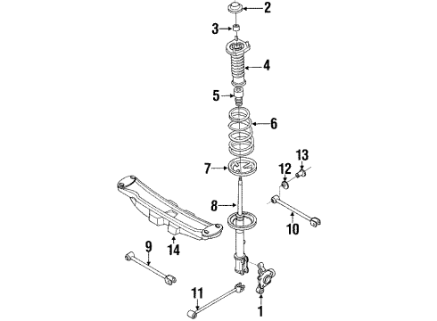 1991 Toyota Corolla Rear Suspension Components, Lower Control Arm, Stabilizer Bar Spring, Coil, Rear Diagram for 48231-2B171