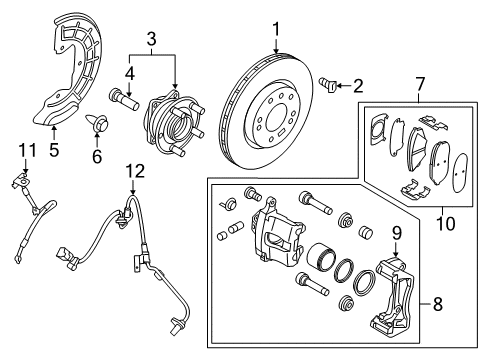 2016 Hyundai Sonata Front Brakes CALIPER Kit-Front Brake, LH Diagram for 58180-C1A10