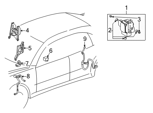 2001 Lexus LS430 ABS Components Bracket Assy, Brake Actuator Diagram for 44590-50040