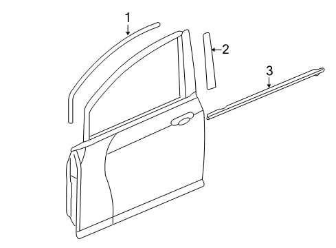 2007 Honda Fit Exterior Trim - Front Door Molding Assy., R. FR. Door Diagram for 72410-SAA-013