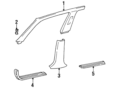 1999 Lexus LS400 Interior Trim - Pillars, Rocker & Floor Garnish, Front Pillar, RH Diagram for 62210-50070-B0