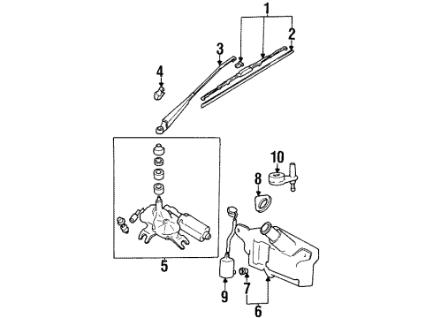 1998 Hyundai Elantra Lift Gate - Wiper & Washer Components Funnel-Rear Washer Reservoir Diagram for 98922-29600