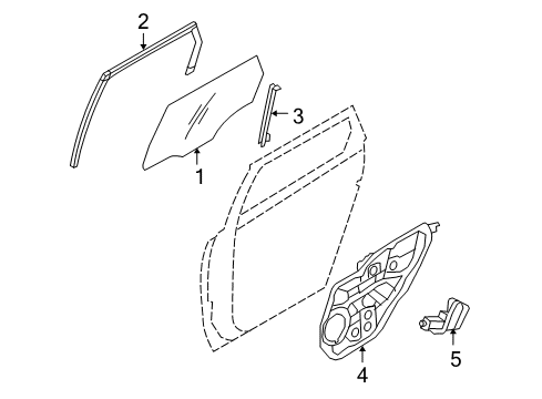 2007 Hyundai Veracruz Rear Door Run Assembly-Rear Door Window Glass RH Diagram for 83540-3J000