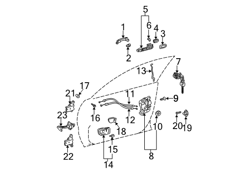 2005 Toyota Camry Front Door Pad Cover Diagram for 69217-47010-C0