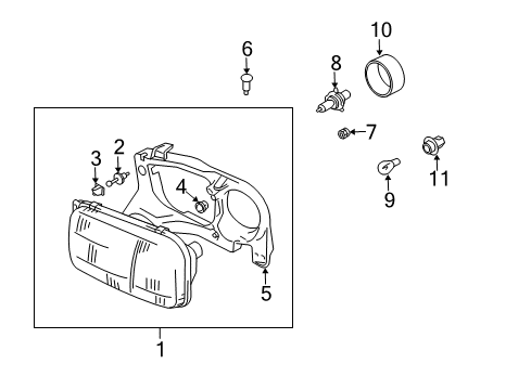 2002 Chevrolet Tracker Bulbs Adjuster, Headlamp Diagram for 91175582