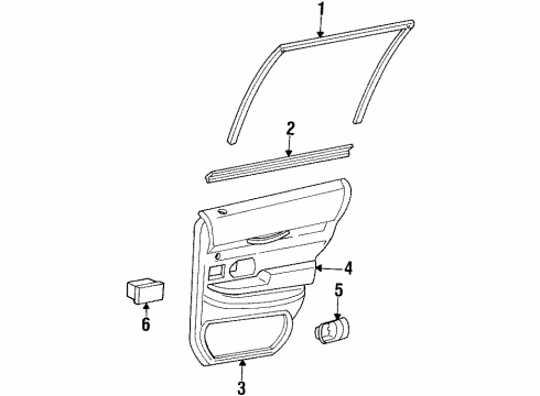 1993 Ford Crown Victoria Interior Trim - Rear Door Belt Weatherstrip Diagram for F4AZ5425860A