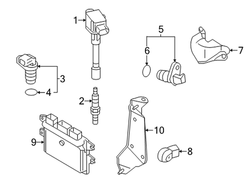 2020 Nissan Versa Powertrain Control Ignition Coil Assembly Diagram for 22448-5RL0A