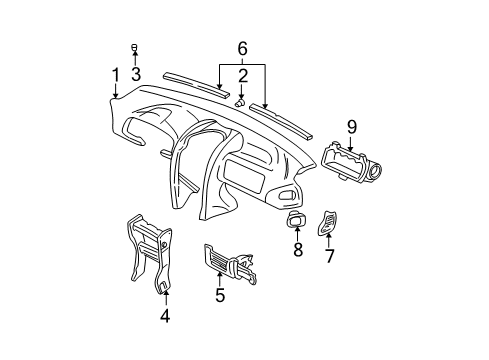 2005 Hyundai Santa Fe Cluster & Switches, Instrument Panel Bracket Assembly-Crash Pad Center Support Diagram for 84730-26000