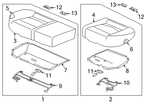 2013 Kia Forte Rear Seat Components Cushion Assembly-Rear Seat Diagram for 892001M110AF7