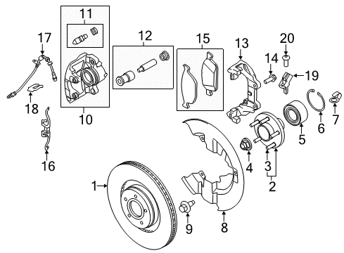 2016 Lincoln MKC Front Brakes Splash Shield Bolt Diagram for -W500220-S442