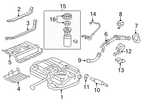 2006 Honda Pilot Fuel Supply Nut & Gasket Set, Fuel Lock (Kautex) Diagram for 17046-S9V-A00