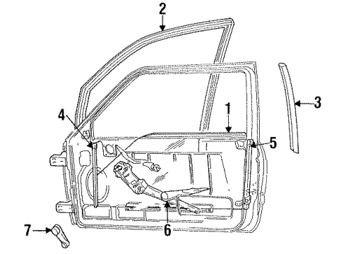 2000 Dodge Ram 2500 Front Door - Glass & Hardware Seal-Glass Run Diagram for 55135253AB