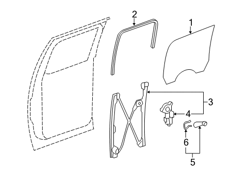 2013 GMC Sierra 3500 HD Front Door Glass & Hardware Door Glass Diagram for 15175372