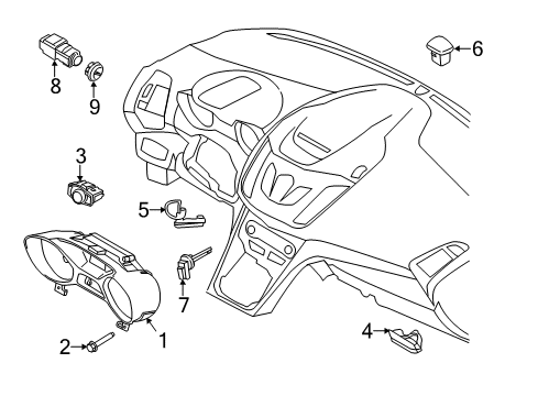 2019 Ford Escape Switches Cluster Assembly Diagram for JJ5Z-10849-TA