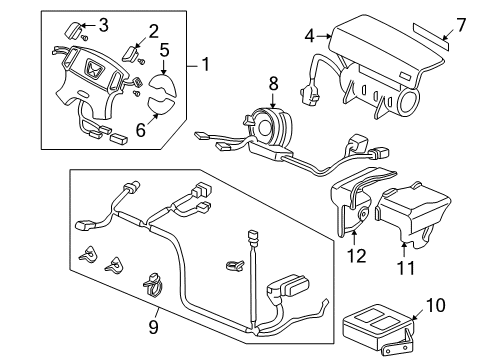 2000 Honda CR-V Air Bag Components SRS Unit Diagram for 77960-S10-309