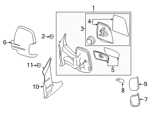 2019 Ford Transit-150 Mirrors Mirror Assembly Diagram for JK4Z-17683-HB