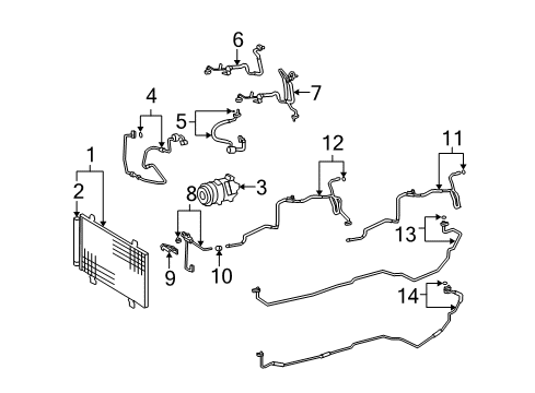 2009 Lexus LS460 Condenser, Compressor & Lines, Rear AC Lines CONDENSER Assembly Diagram for 88460-50201