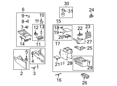 2010 Toyota Highlander Console Console Body Diagram for 58810-0E100-B0