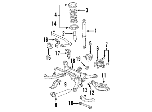 2007 Chevrolet Equinox Rear Axle, Lower Control Arm, Upper Control Arm, Stabilizer Bar, Suspension Components Rear Suspension Trailing Arm Diagram for 96842681