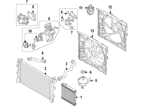 2018 BMW 540i Cooling System, Radiator, Water Pump, Cooling Fan Thermostat Housing With Thermostat Diagram for 11538576288